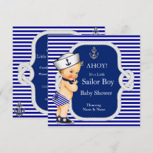 Ducha de bebé Marinero Niño Azul Raya Rubio