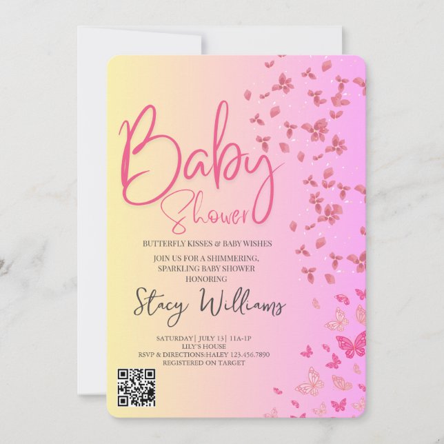 Invitación Ducha de Bebé Mariposa (Anverso)
