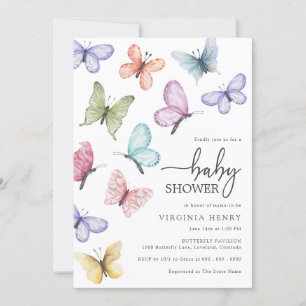 Invitación Ducha de Bebé Mariposa