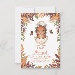 Invitación ducha de bebé mariposa acuarela Dinosaurio