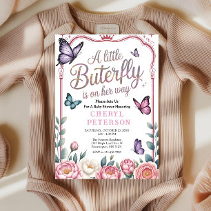 Invitación Ducha de Bebé Mariposa Caprichosa