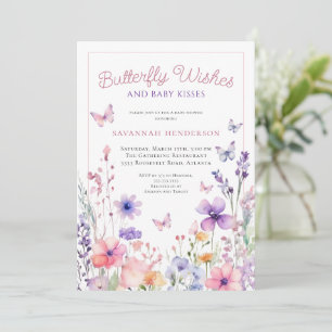 Invitación Ducha de bebé Mariposa Deseos Flor Silvestre
