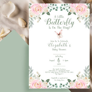 Invitación Ducha de Bebé Mariposa Melocotón