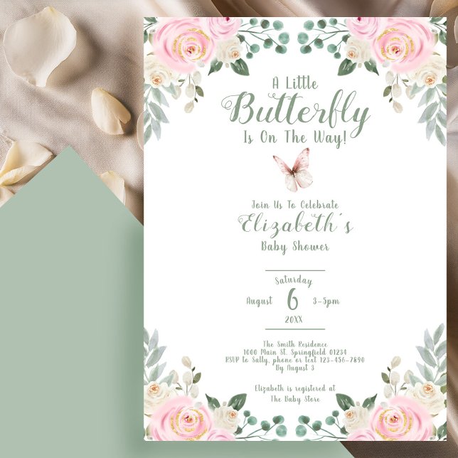 Invitación Ducha de Bebé Mariposa Melocotón (Subido por el creador)