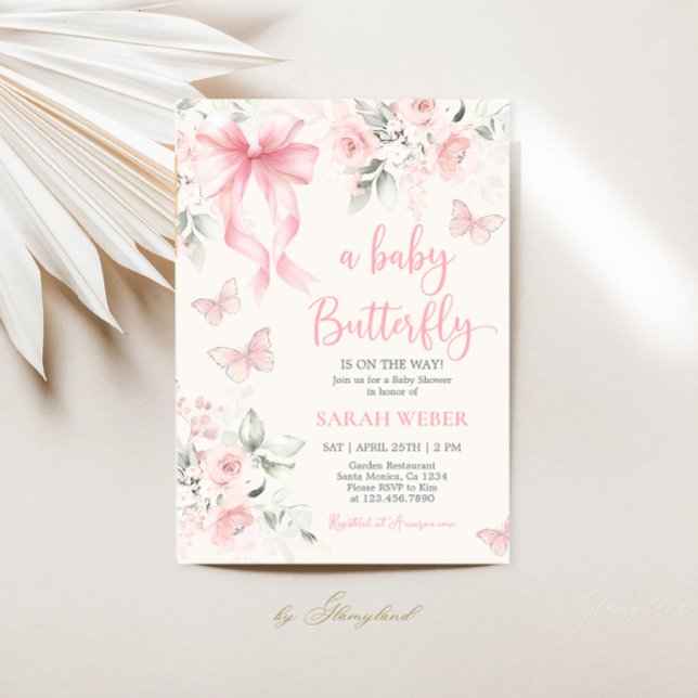 Invitación Ducha de Bebé Mariposa Niña (Subido por el creador)