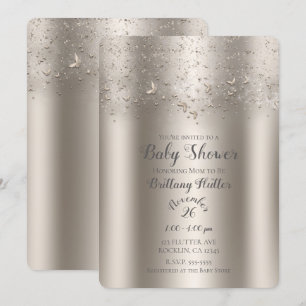 Invitación Ducha de Bebé Mariposa Revoloteo Brillo Champán