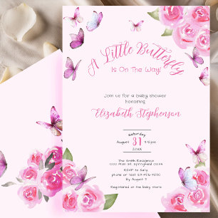Invitación Ducha de Bebé Mariposa Rosa Bonita