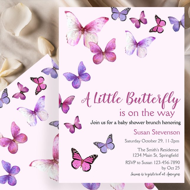 Invitación Ducha de bebé Mariposa Un Poco Rosa (Subido por el creador)