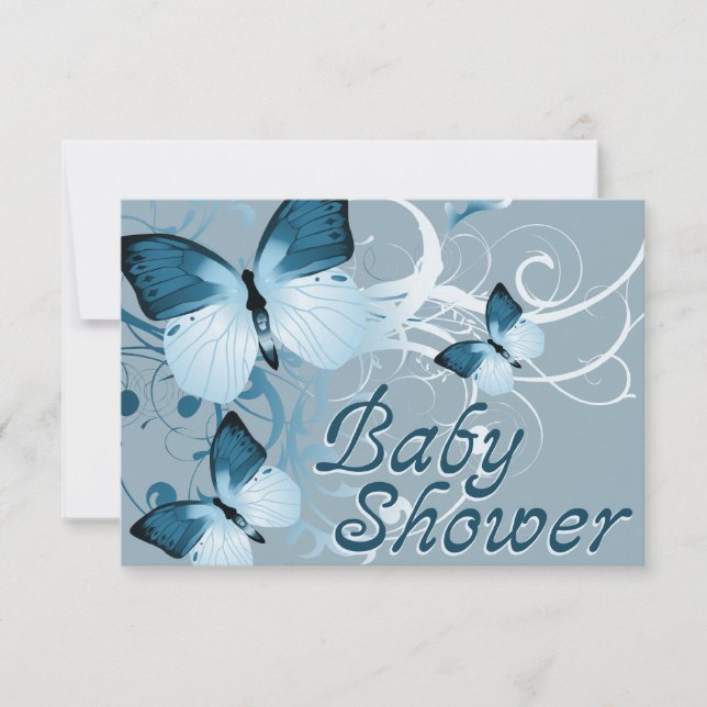 Invitación ducha de bebé : mariposas (Anverso)