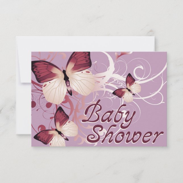 Invitación ducha de bebé:mariposas (Anverso)