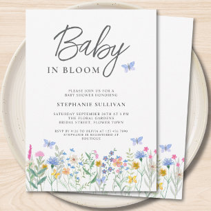 Invitación Ducha de Bebé Mariposas de Flores Silvestres Baby 