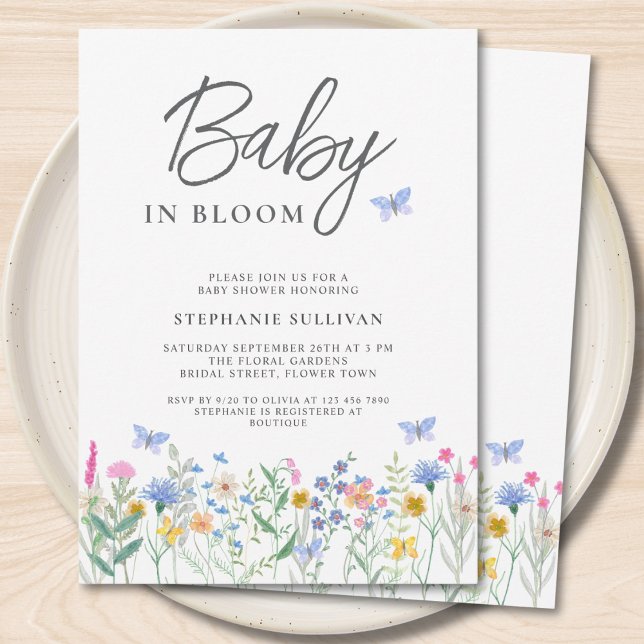 Invitación Ducha de Bebé Mariposas de Flores Silvestres Baby  (Subido por el creador)