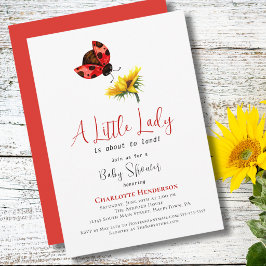 Invitación Ducha de Bebé Mariquita Pequeña Señora Girasol