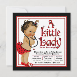 Invitación Ducha de Bebé Mariquita Roja Niña Étnica