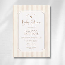 Ducha de Bebé Marrón Suave Rayas Marco Dorado Marf