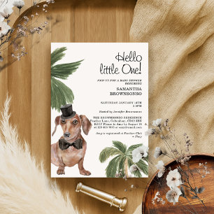 Invitación Ducha de bebé mascota niño rústico palma perro dac