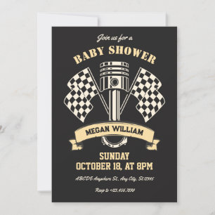 Invitación Ducha de bebé mecánica de carreras de motocicletas