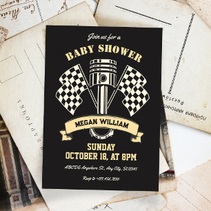 Invitación Ducha de bebé mecánica de carreras de motocicletas