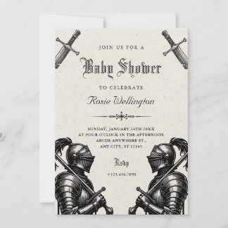 Invitación Ducha de bebé medieval de caballeros