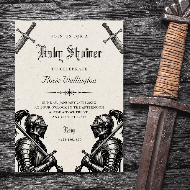 Invitación Ducha de bebé medieval de caballeros (Subido por el creador)
