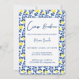 Invitación Ducha de bebé mediterránea con limón