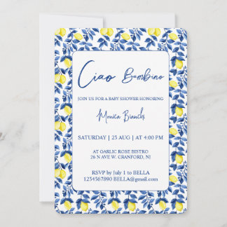 Invitación Ducha de bebé mediterránea con limón