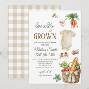 Invitación Ducha de Bebé Mercadillo de Verduras de Cultivo Lo