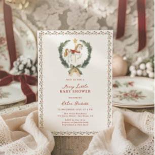 Invitación Ducha de Bebé Merry Little Carousel Caballo