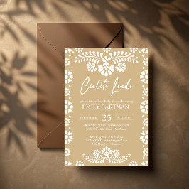 Invitación Ducha de bebé mexicana Cielito lindo beige