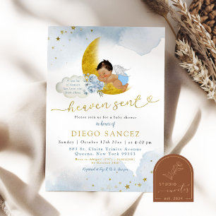 Invitación Ducha de bebé mexicana de estrellas luna azul envi