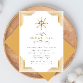 Invitación Ducha de Bebé Minimalista Elegante Copo de Nieve D
