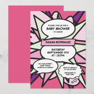 Invitación Ducha de Bebé Moderna Sprinkle Niña Rosa Libro de 