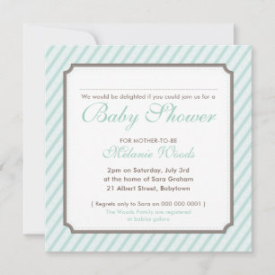 Invitación DUCHA DE BEBÉ moderna vintage dulce rayas de caram