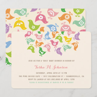 Invitación Ducha de bebé moderna y caprichosa de pollitos arc