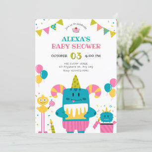 Invitación ducha de bebé monstruo personalizado
