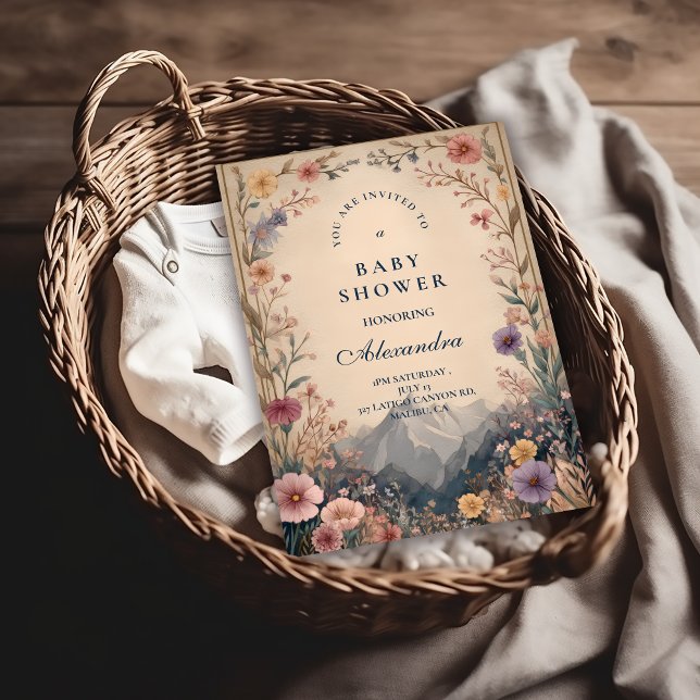 Invitación Ducha de Bebé Montaña de Flores Silvestres (Subido por el creador)