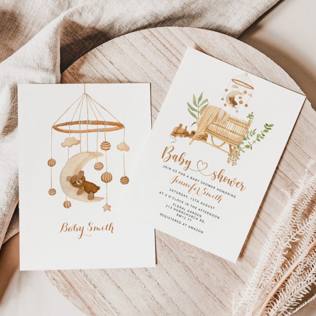 Invitación Ducha de bebé móvil de Boho (Subido por el creador)