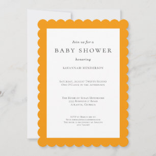 Invitación Ducha de Bebé Naranja Divertida y Sencilla