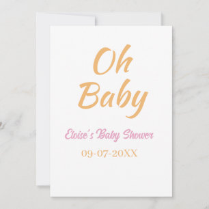 INVITACIÓN DUCHA DE BEBÉ NARANJA PÚRPURA SIMPLE MÍNIMA