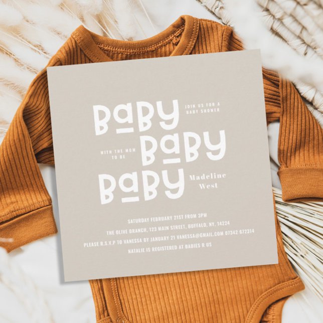 Invitación Ducha de bebé natural moderno minimo neutro (Subido por el creador)