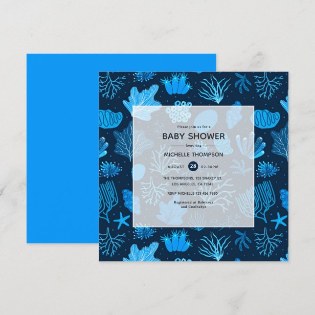Invitación Ducha de Bebé Náutica Bajo el Mar (Anverso / Reverso)