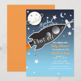 Invitación Ducha de Bebé Nave Espacial Cohete Despegue