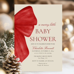 Invitación Ducha de Bebé Navidad Arco Rojo Alegre