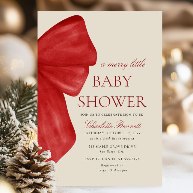 Invitación Ducha de Bebé Navidad Arco Rojo Alegre (Subido por el creador)