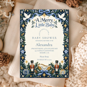 Invitación Ducha de bebé Navy Dove Merry Little Baby