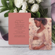 Ducha de Bebé Negra con Acuarela Floral Suave