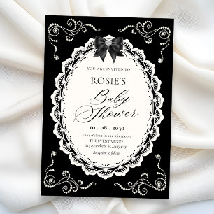 Invitación ducha de bebé negra elegante