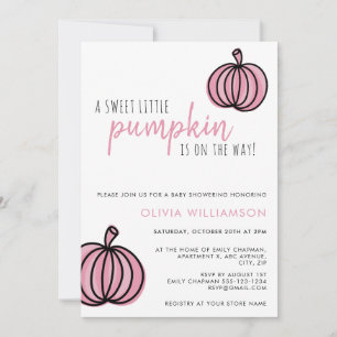 Invitación Ducha de bebe nena calabaza rosa
