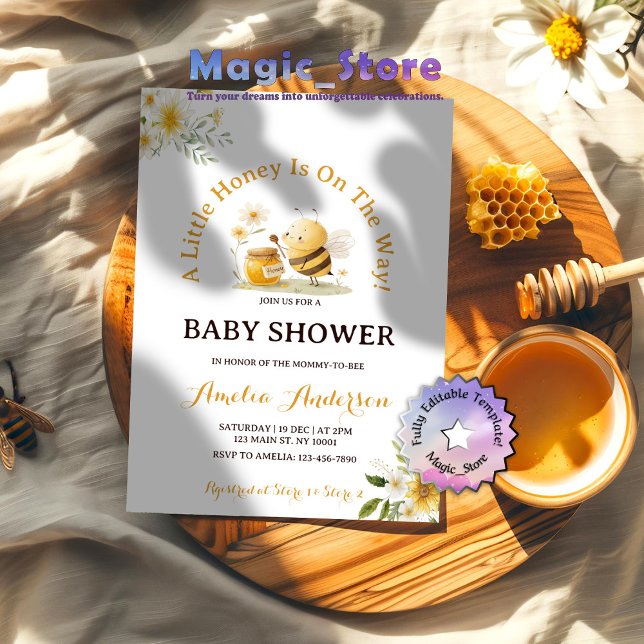 Invitación Ducha de bebé neutra al género con una pequeña abe (Subido por el creador)