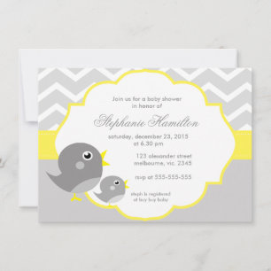 Invitación Ducha de bebé neutra con limón gris